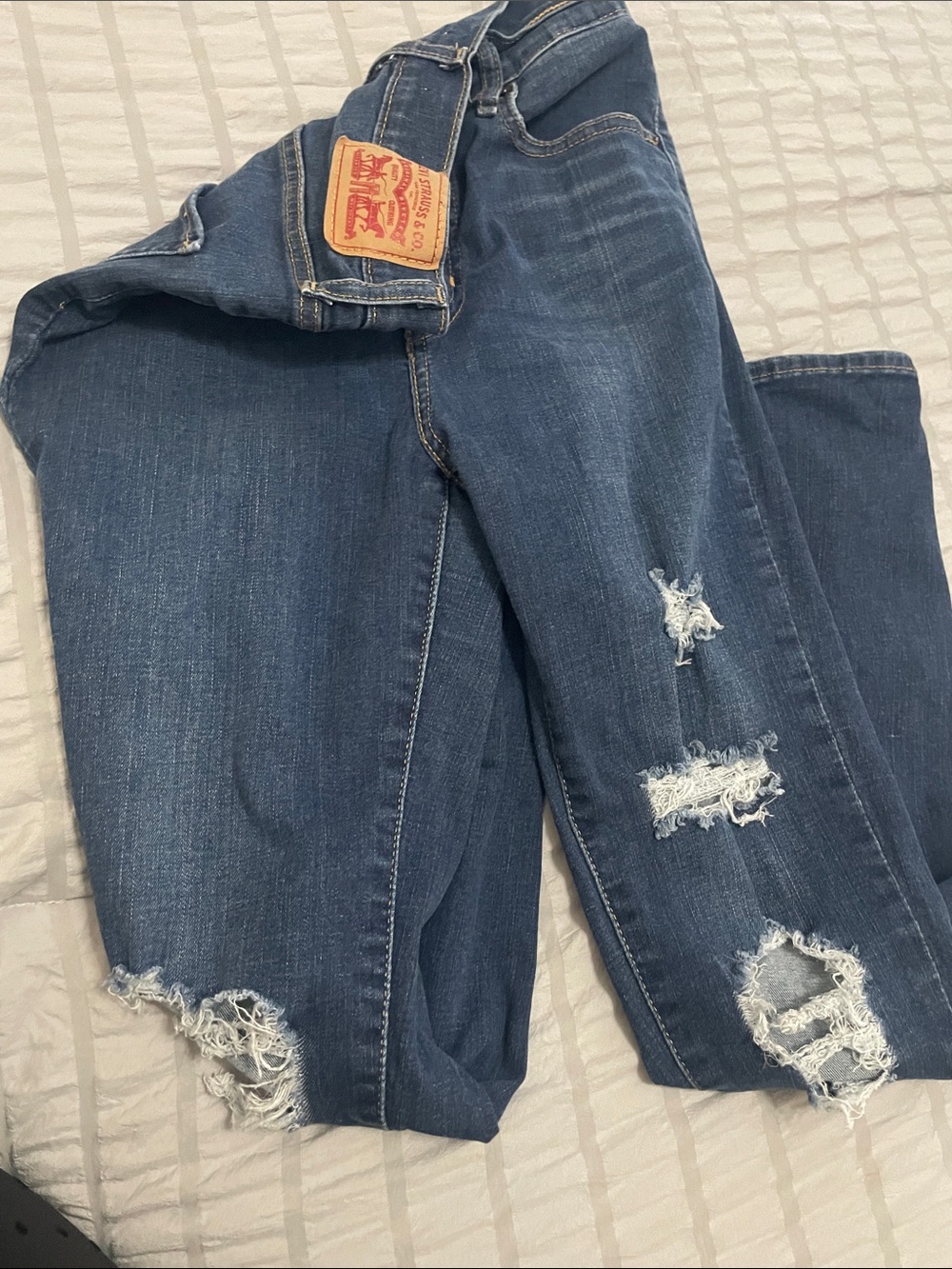 Levi's Dark Blue Denim Jeans with Tan Leather Patch